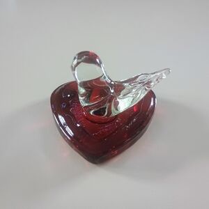 Handmade Glass Bird And Red Heart